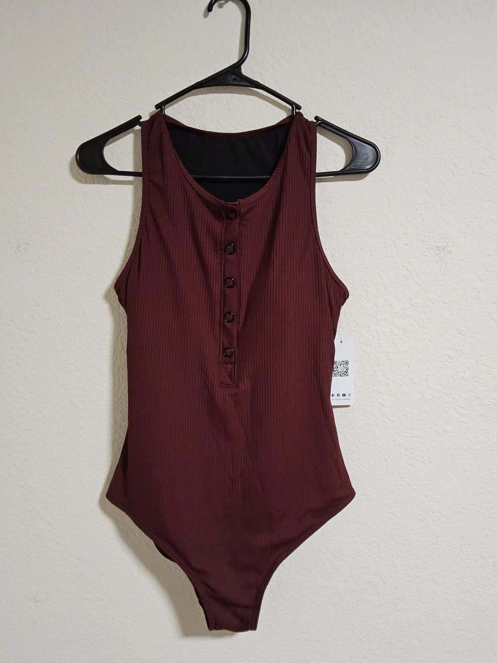NWT Charmo Ribbed One-Piece Swimsuit in Burgundy